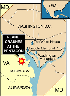 Chart showing the plane crash near the
	   White House